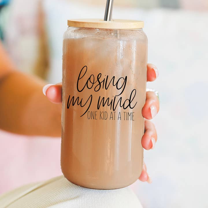 Gia Roma - Wholesale Drinking Glass/Cup - Funny Coffee Mugs for Mom, Glass Cup With Lid & Metal Straws1