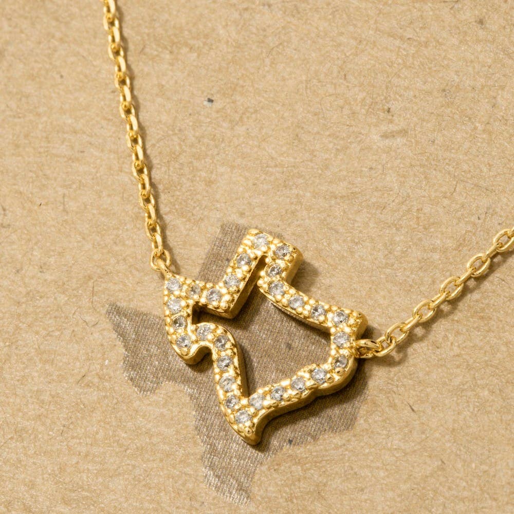 Fame Accessories – wholesale Hänge-/berlockhalsband – Rhinestone Trim Texas State hängande halsband3