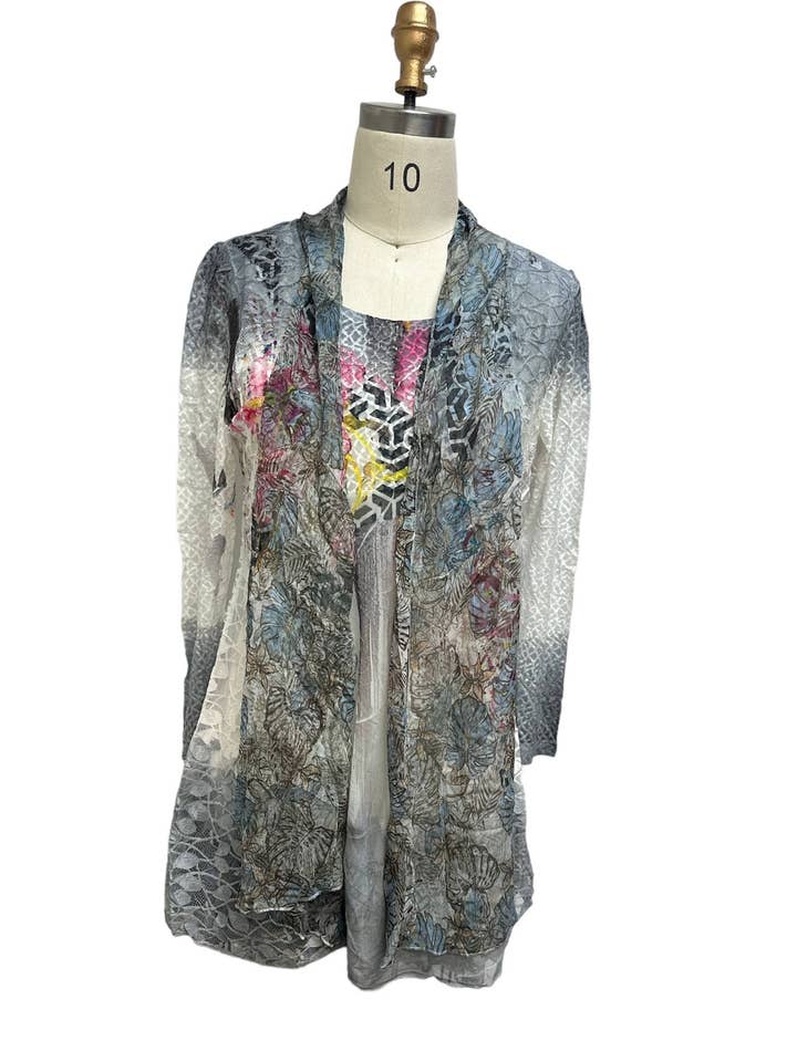 Women's Multi Floral Crochet Cardigan / Tunic KS24108 for wholesale by Kamana