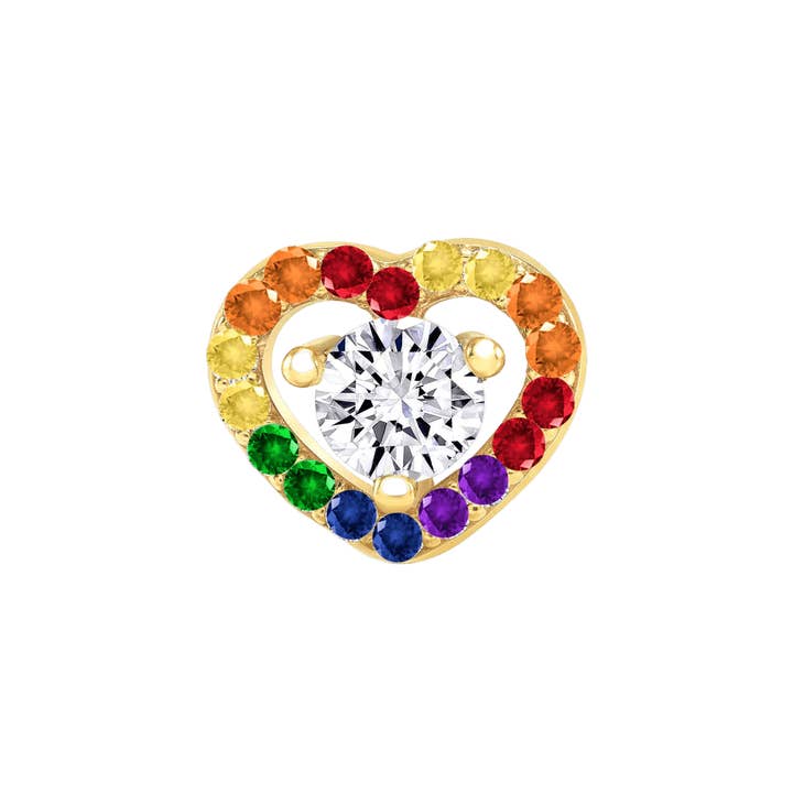 Piercing-zone - Wholesale Single Earring - Pride Heart Beauty – 14K/18K Gold Threadless End1