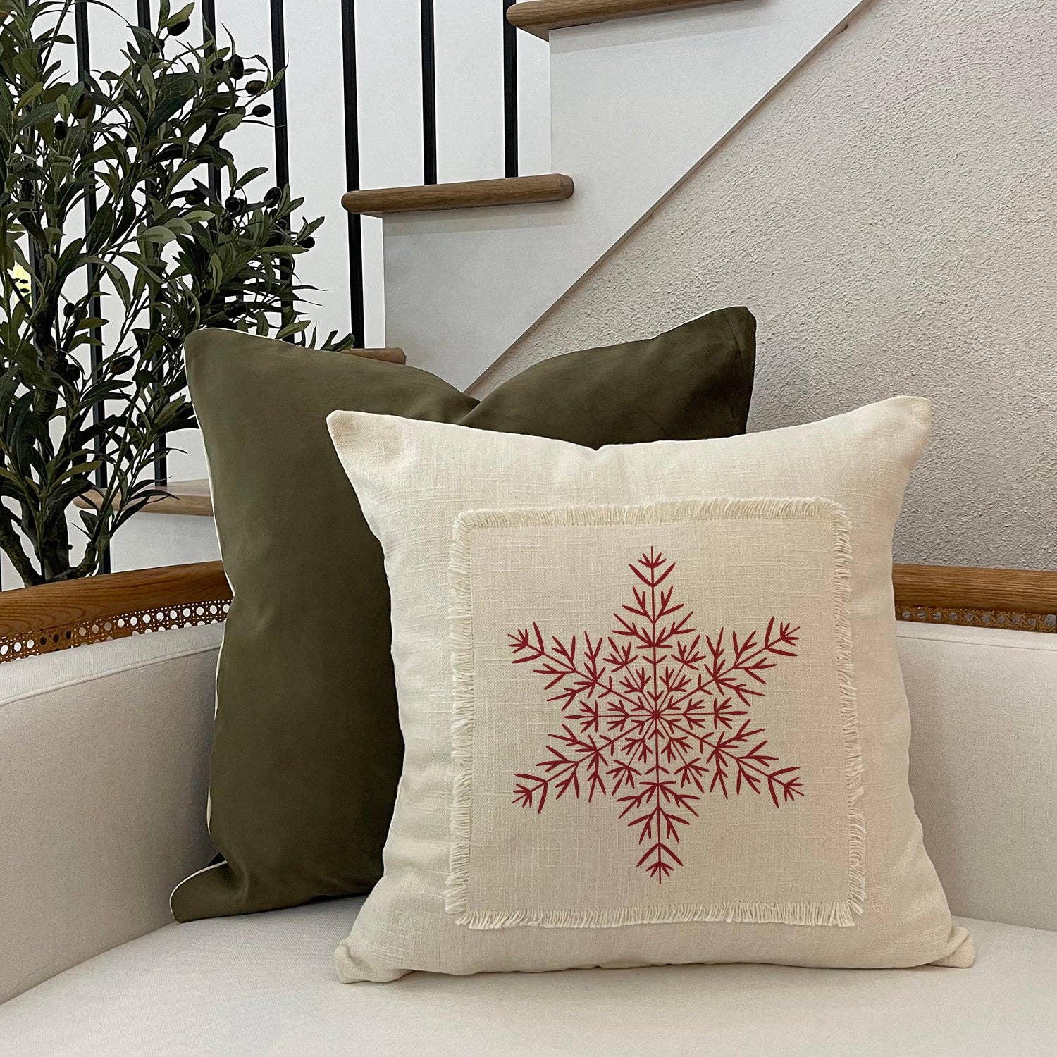 Second Nature by Hand - Wholesale Throw Pillow Cover - Snowflake / Natural Pillow Cover1