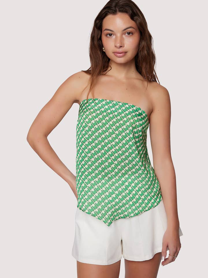 Giselle Top - Resort Strapless Satin Fit Green for wholesale by Lost + Wander