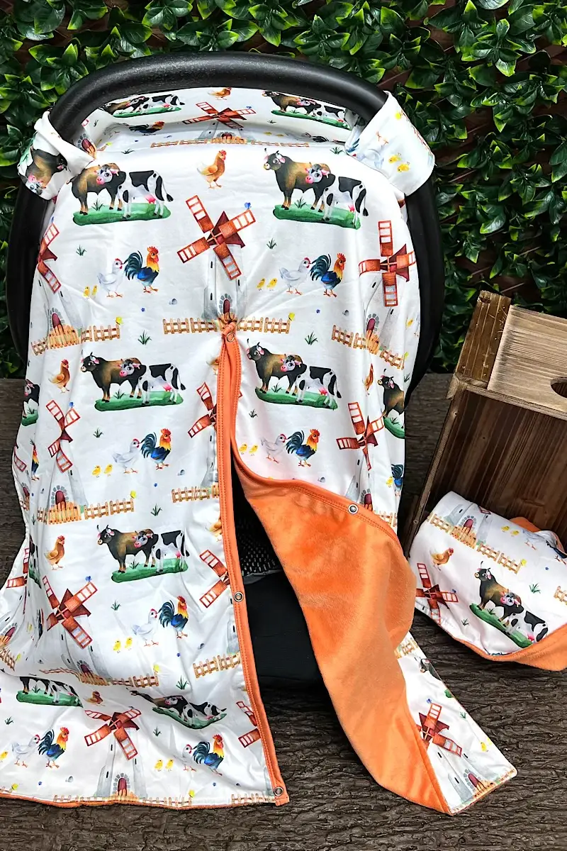 Wholesale COW PRINTED CARSEAT COVER W/ORANGE SOFT FABRIC. ZYTB25133006