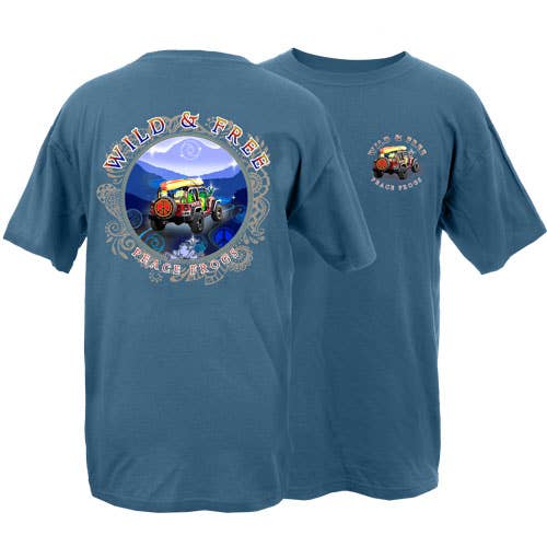 Indigo Wild and Free Frog Short Sleeve T-Shirt for wholesale on Faire
