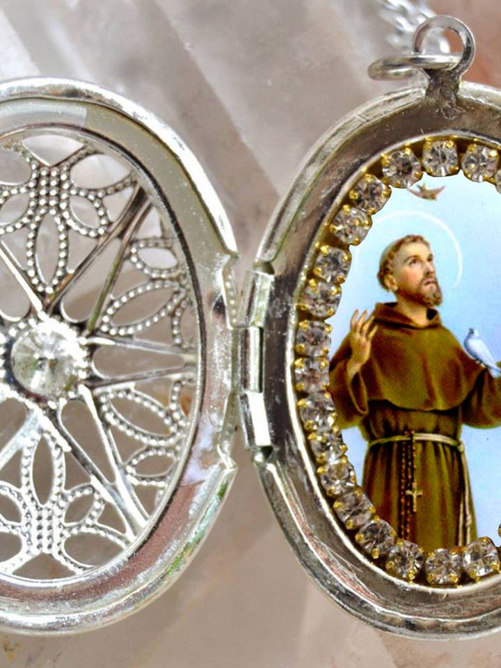 St. Frans af Assisi vedhæng - Håndlavet katolsk kristent religiøst medaljon for engroshandel hos MariaSantissimaShop