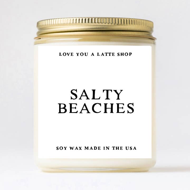 Candela in barattolo di vetro Salty Beaches, 2 misure per la vendita all'ingrosso da parte di Love You a Latte Shop