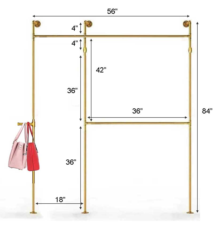 SERENITA - Vente Porte-manteaux - Étagère à vêtements pour tuyaux industriels, tringle à suspendre, montage mural, 80564