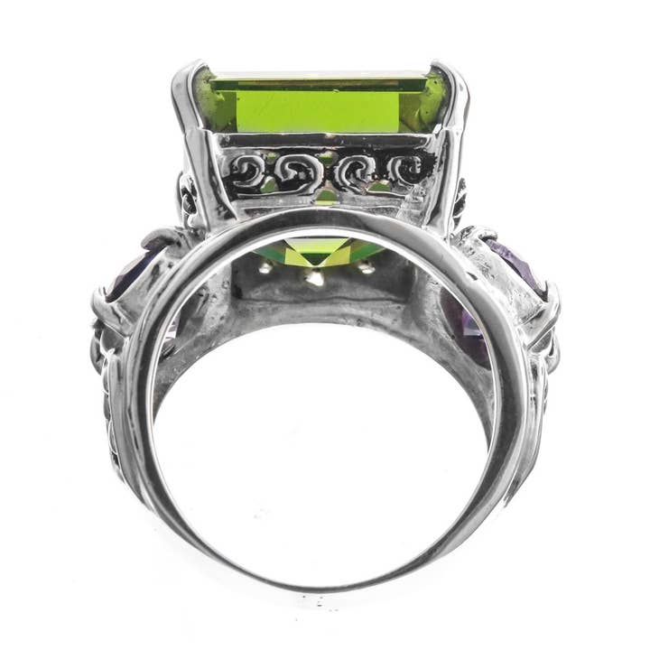 FifiRose - Wholesale Cocktail/Statement Ring - bold 925 sterling silver peridot amethyst face cocktail ring4