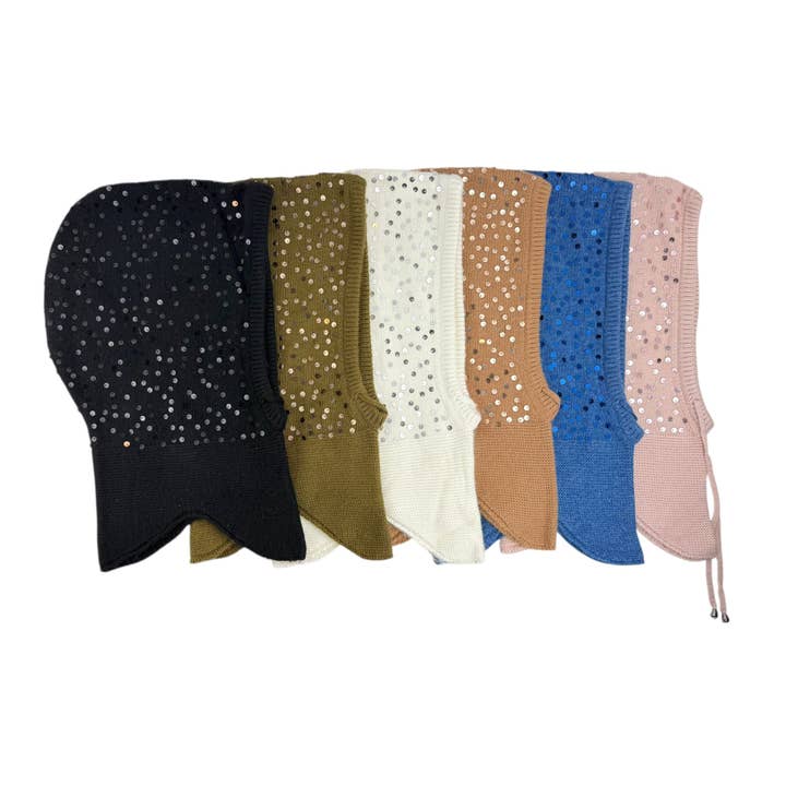 Balaclava sequins cashmere and wool MIX COLOR H0306-16 for wholesale by Chenson & Gorett