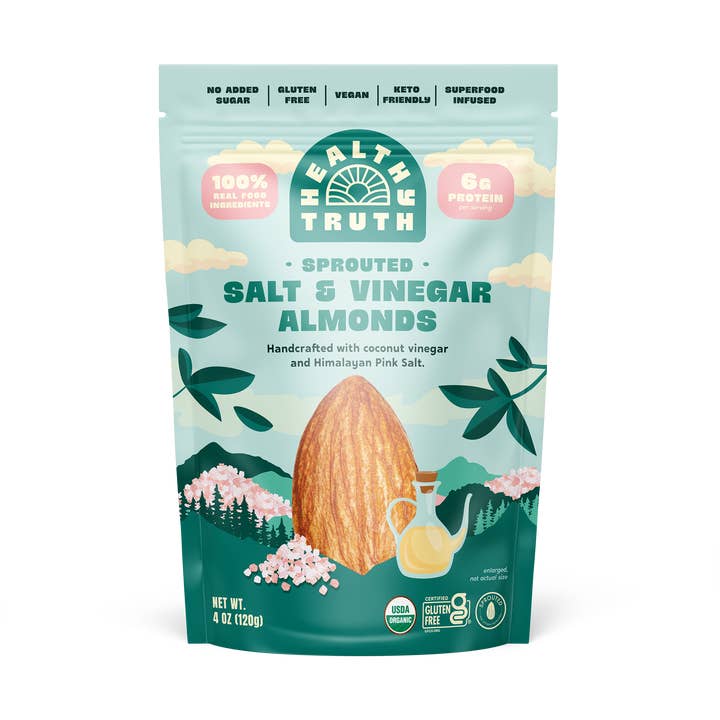 Organic Raw Sprouted Salt & Vinegar Almonds for wholesale by Healthy Truth LLC