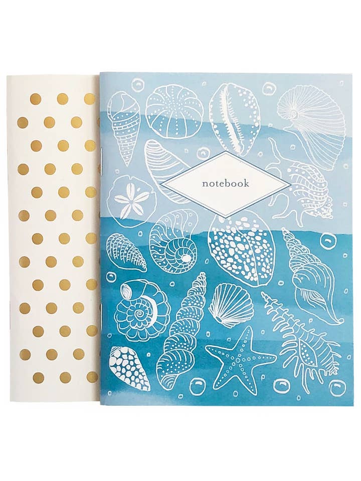 Dots and Sea Shells Pocket Notebooks – Set of 2 for wholesale by Artistry Cards