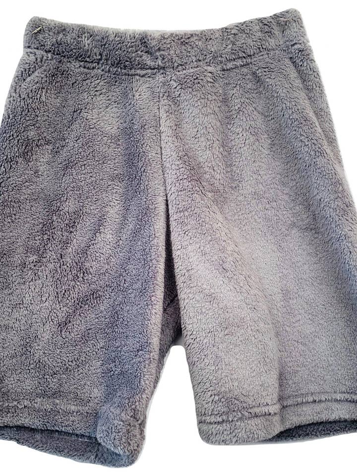 Fuzzy Grey Long Boys Pajama Shorts for wholesale by Made With Love & Kisses