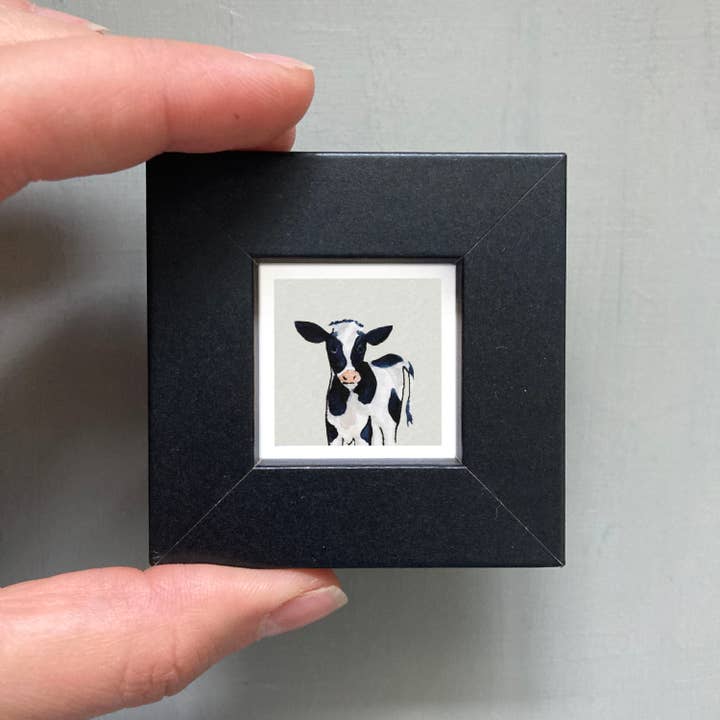 Mick's Art Goods - Wholesale Art Print - Mini 1" Cow Animal Tiny Watercolor Painting Art Print1