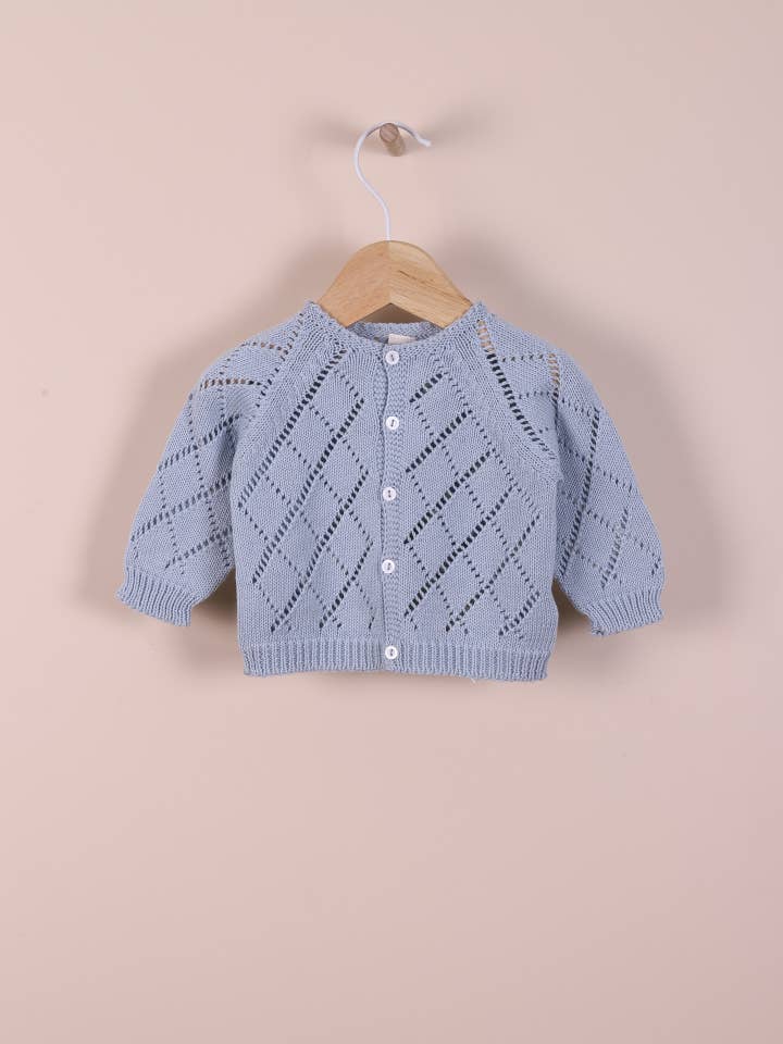 Cardigan knitted in organic cotton | PURE for wholesale by Wedoble: sustainable children's fashion