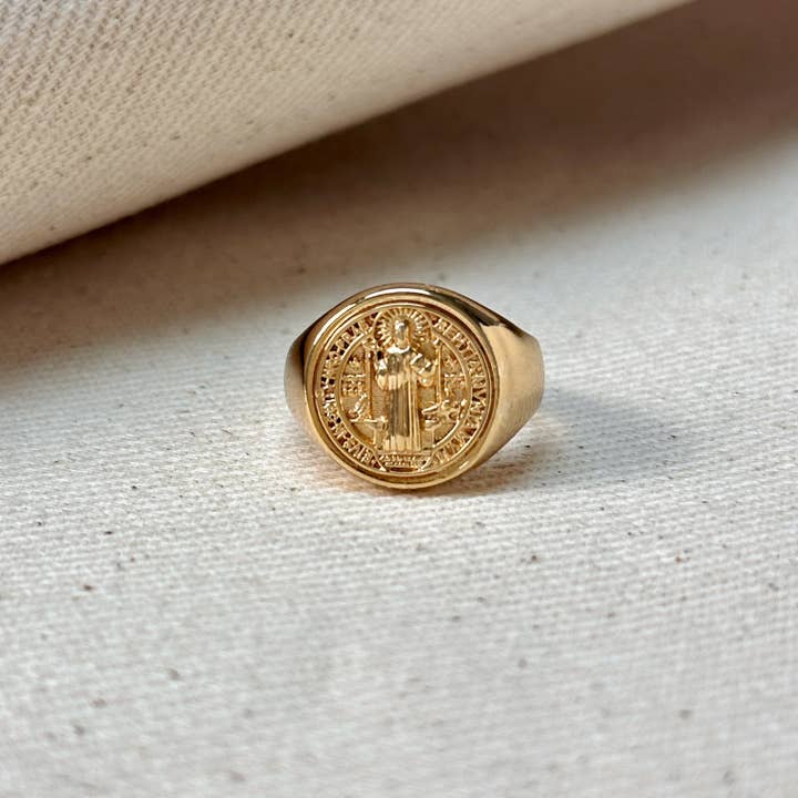 GoldFi - Wholesale Signet Ring - 18k Gold Filled Saint Benedict Signet Ring3