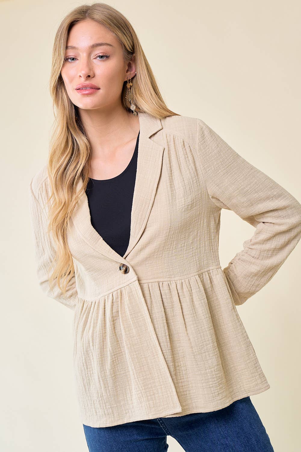 Doe and Rae – Engroshandel Blazer - Dame – SHIRRED GAZE BLAZER - 10374J0