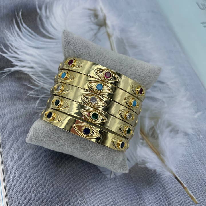 Evil Eye Crystal Color Cuff for wholesale by E ACCESORIES JEWERLY