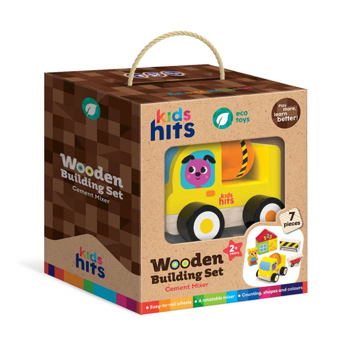Fainotoys – wholesale Wood toy – Child – Kids Hits Wooden Building Set - Cement Mixer5