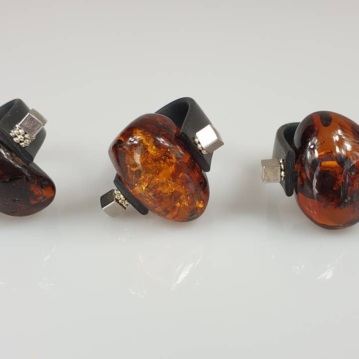 AmberLithuania - Wholesale Cocktail/Statement Ring - Amber Ring, Gemstone rings, Adjustable crytstal Ring