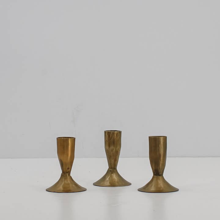 3.5" Iron Candleholders in Antique Brass for wholesale by CG Hunter