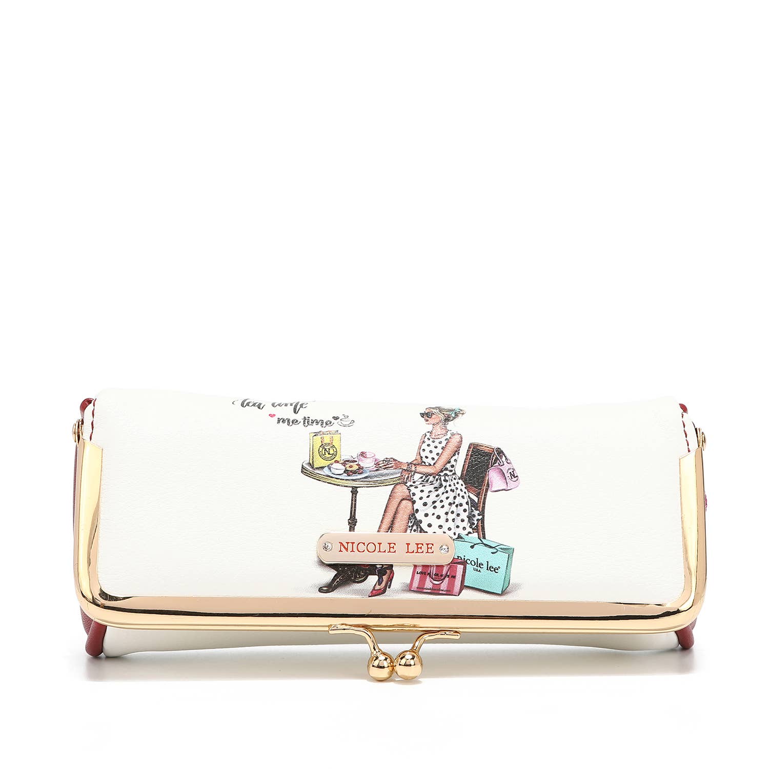 Nicole Lee USA - Wholesale Makeup/Cosmetic Bag - Kiss Lock Makeup Case - Cozy Street in Milan Print1