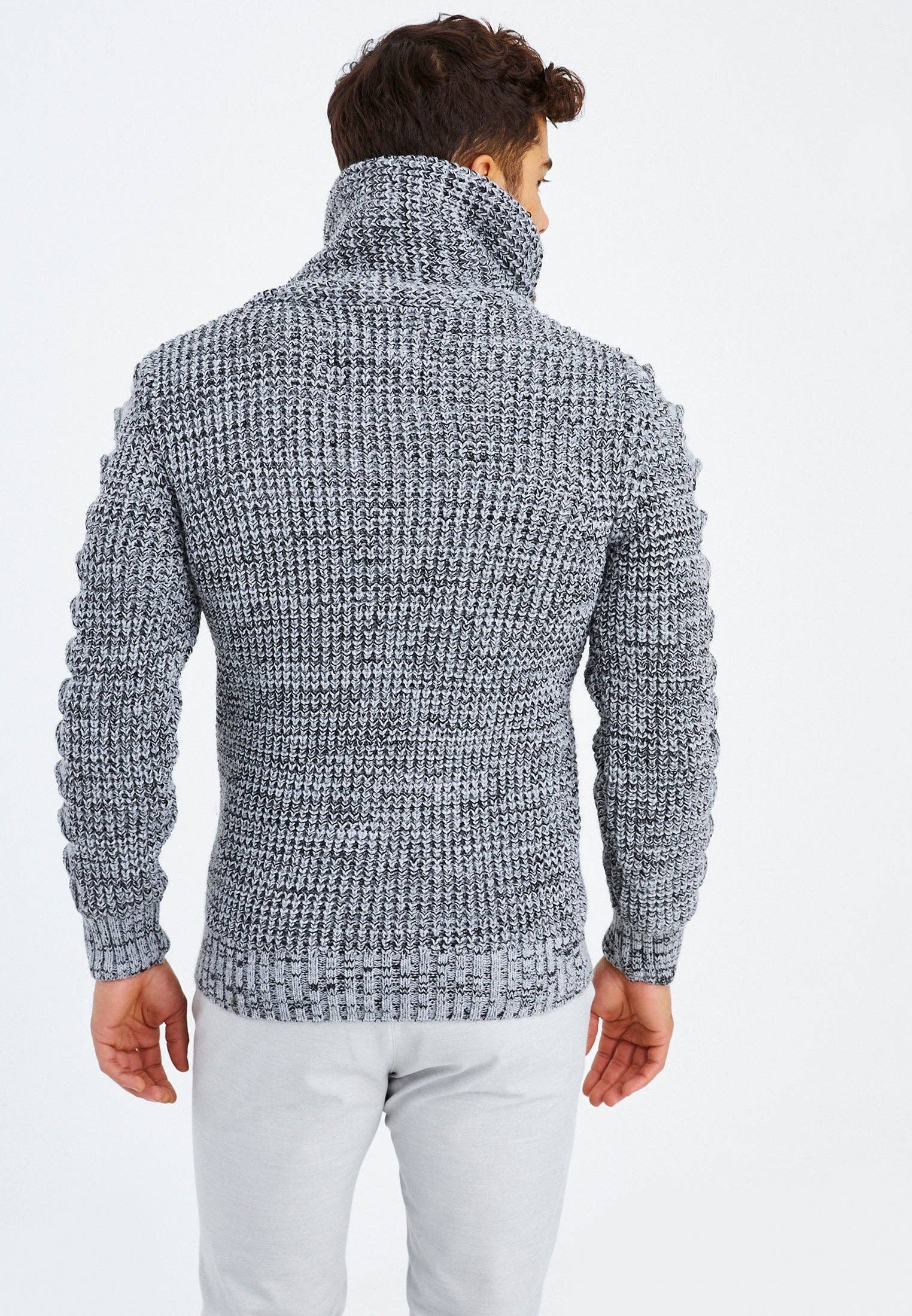 Leif Nelson GmbH - Wholesale Knit Sweater - Men's - Men's Knit Sweater Chunky Knit Shawl Collar LN-55759