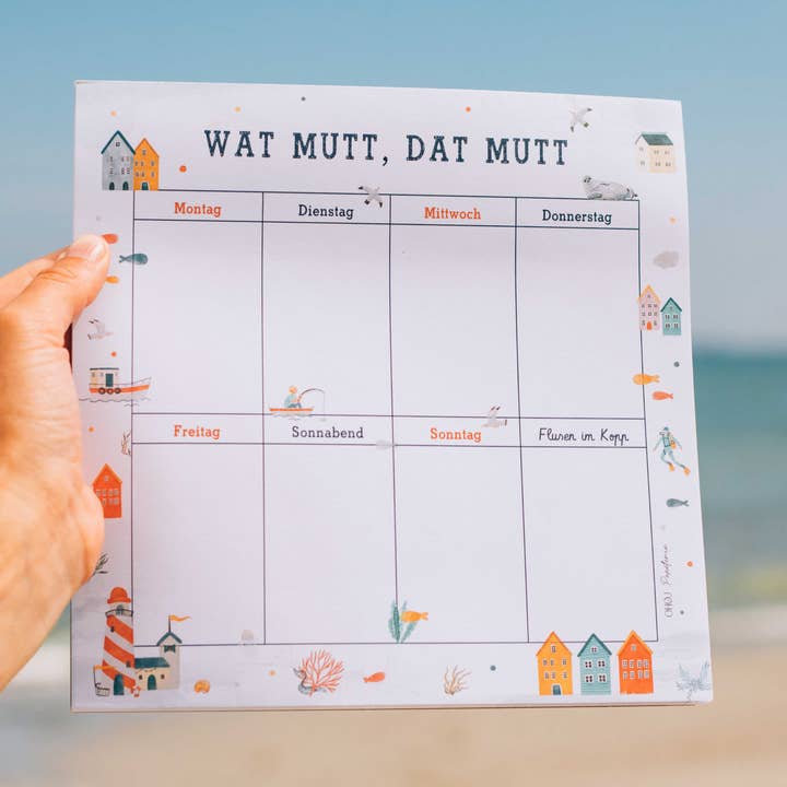 Agenda hebdomadaire maritime « Wat mutt, dat mutt » pour la vente par OHØJ Papeterie
