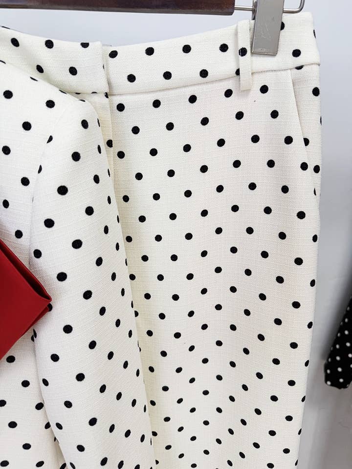 Productseeker - Wholesale Suit Set - Women's - SET71Y Elegant Polka Dot Suit Set with Bow-Decorated Jacket7