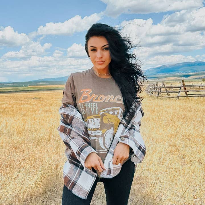 Heather Brown Bronco Tee for wholesale on Faire4