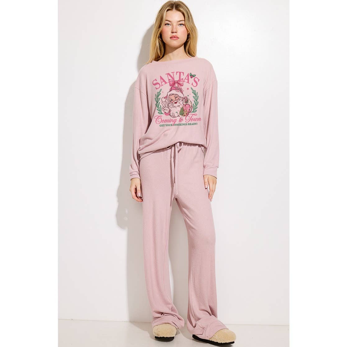 Phil Love - Wholesale Lounge Set - Women's - Santa Christmas print soft loungewear set13