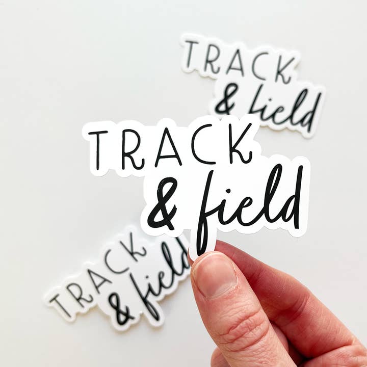 Track and Field Sticker - Black and White for wholesale by Keegsie Running