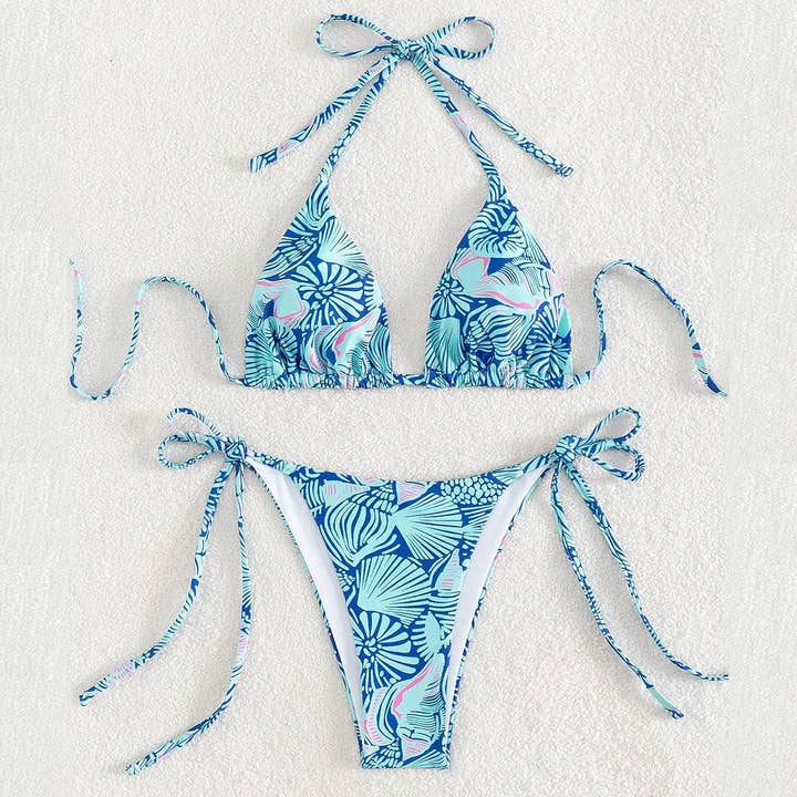 Sweetkama - Wholesale Two Piece Swimsuit - Women's - 2 Piece Flower Print Bikini Swimsuit