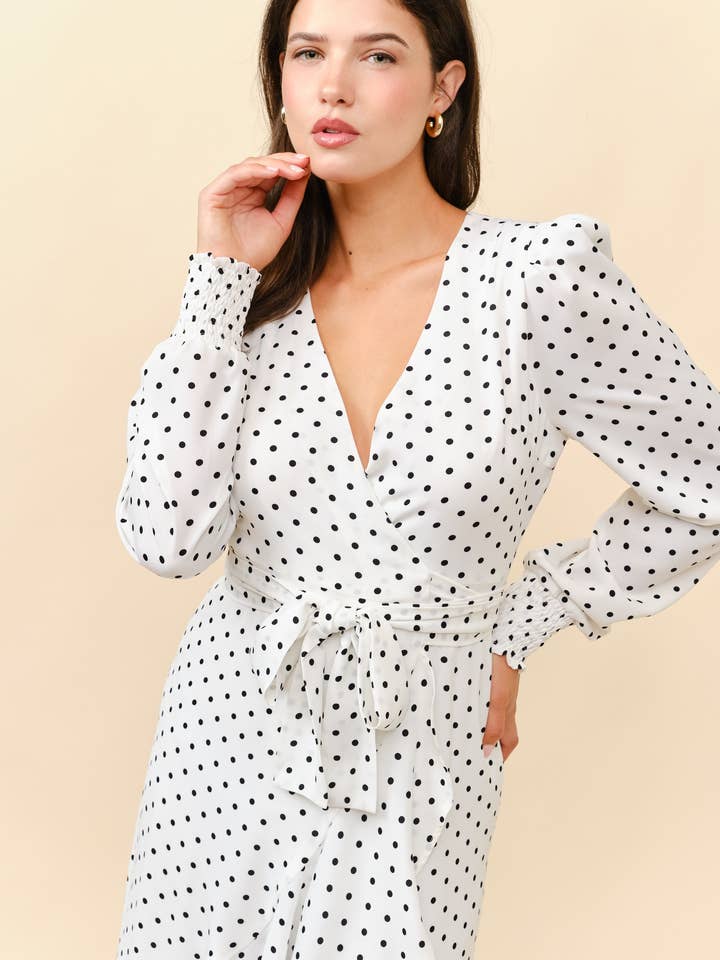 Polka Dot Wrap Kjole for engroshandel hos Tea & Cup