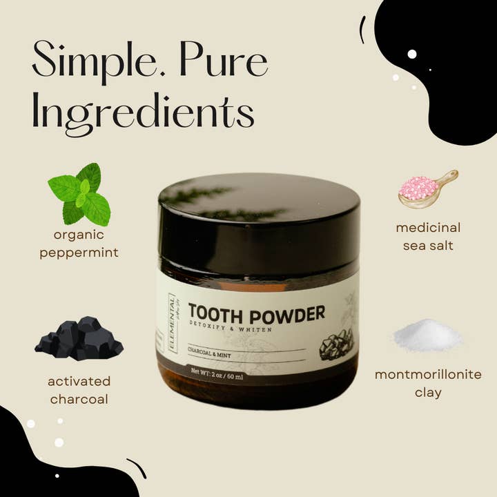 Elemental Wellness | Soap & Toxin-Free Living - Wholesale Toothpaste - Whitening Tooth Powder | Charcoal Tooth Powder | Mint Flavor4