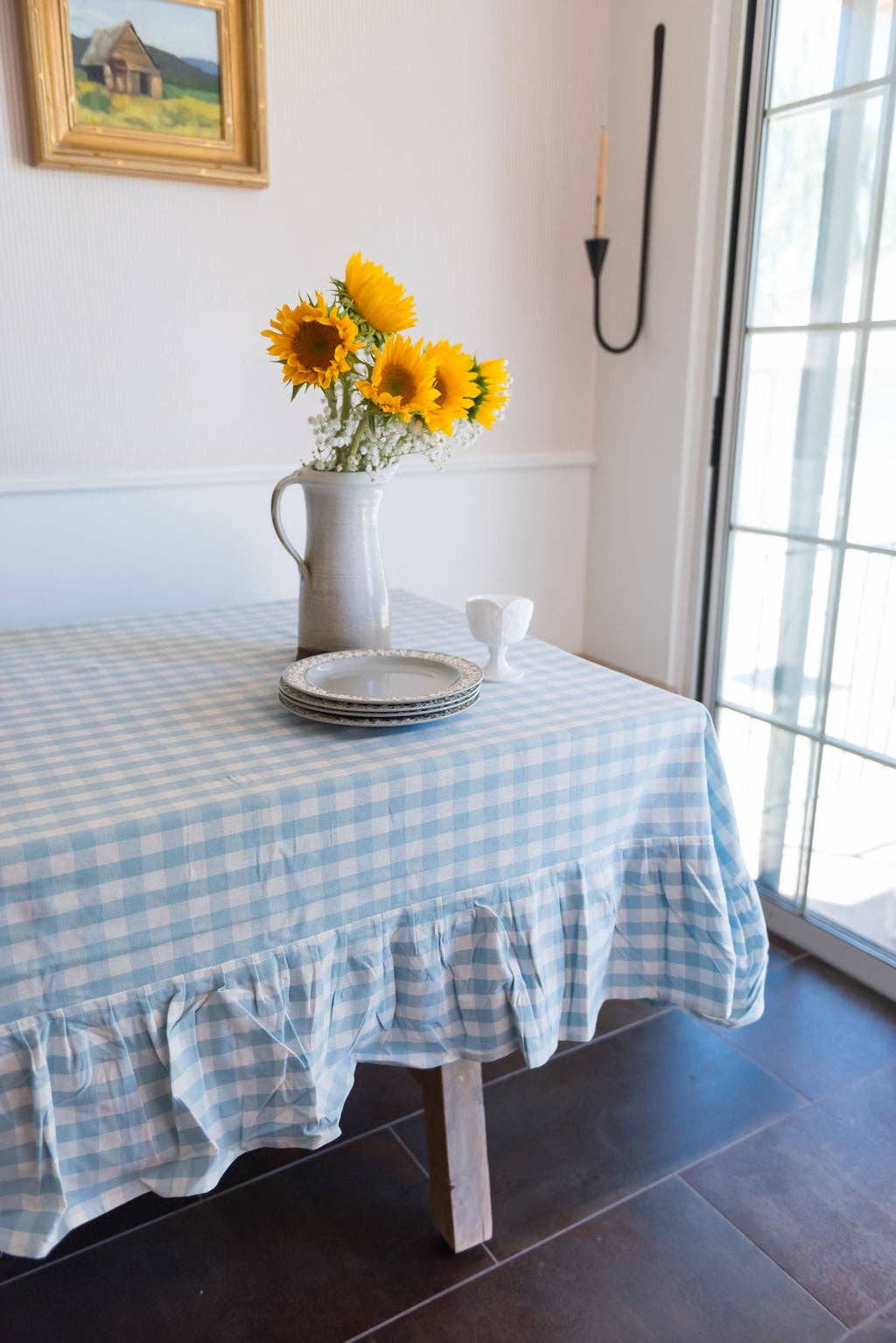 Galley and Fen - Wholesale Tablecloth - Blue Ruffled Gingham Tablecloth6