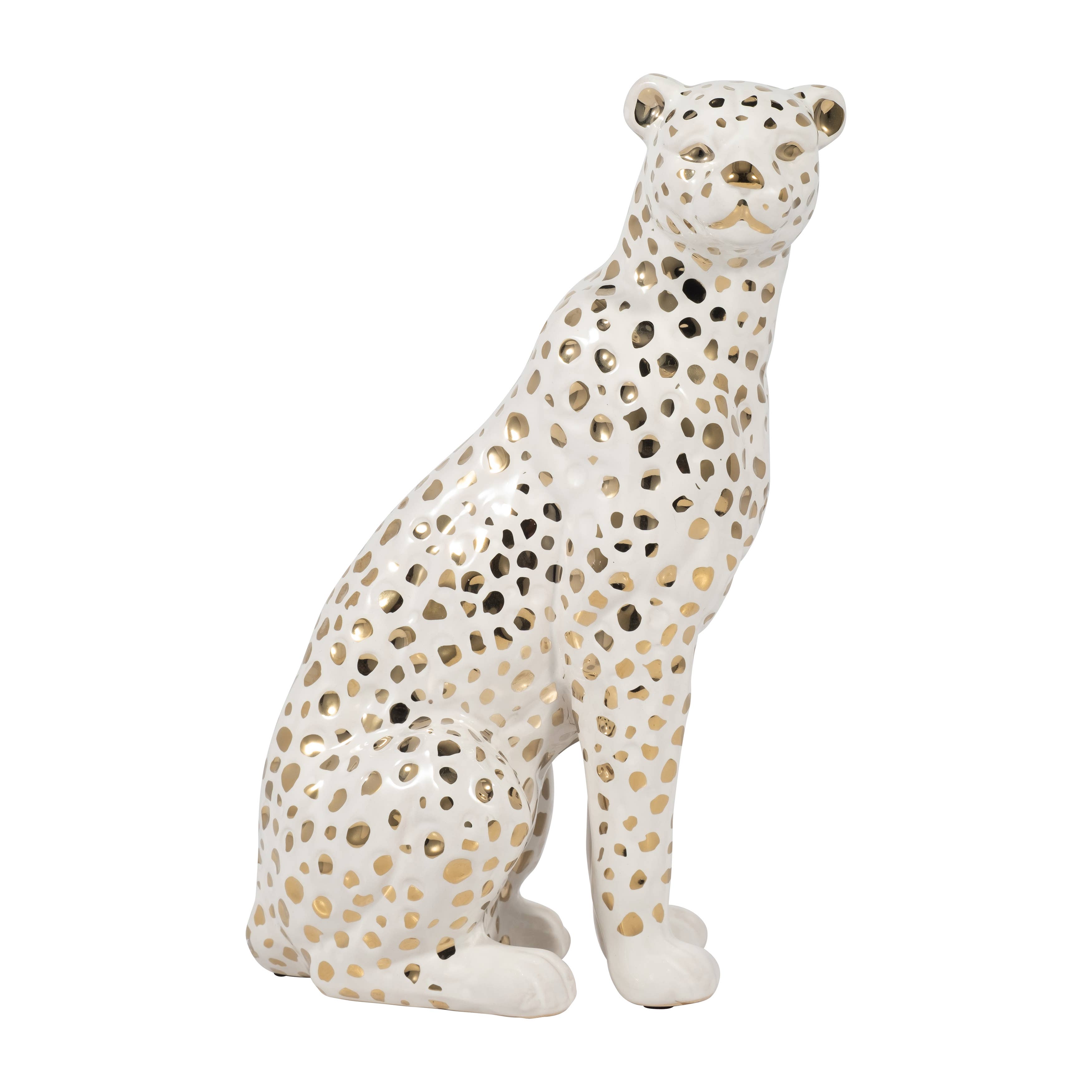 Sagebrook Home - Wholesale Decorative Figurine - Ceramic Sitting Leopard Decorative Figurine - White, 11 in.5