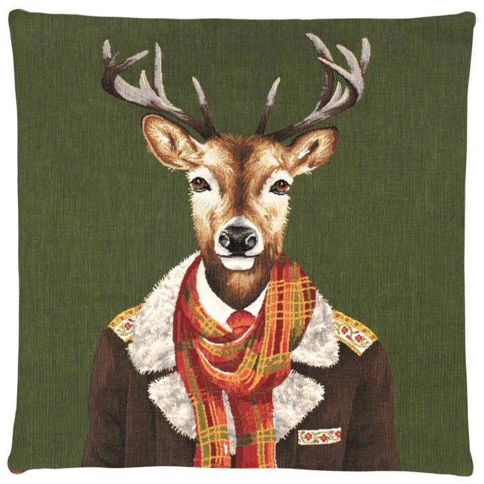 FS Home Collections - Wholesale Throw/Decorative Pillow - Folklore deers green | Deers | Woven