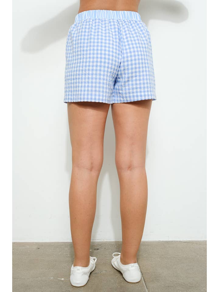 Blue GINGHAM COMBO BOXER SHORTS for wholesale on Faire