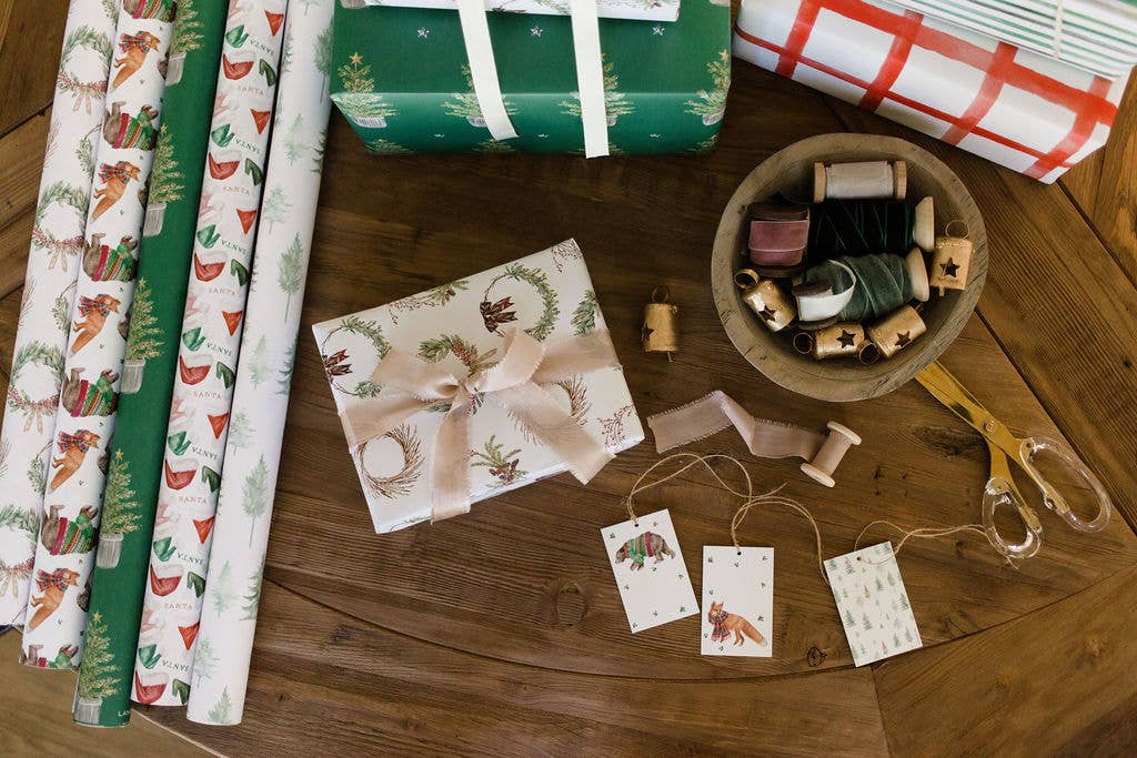 Lana's Shop - Wholesale Wrapping Paper Roll - Holiday Wreath Gift Wrap Roll5