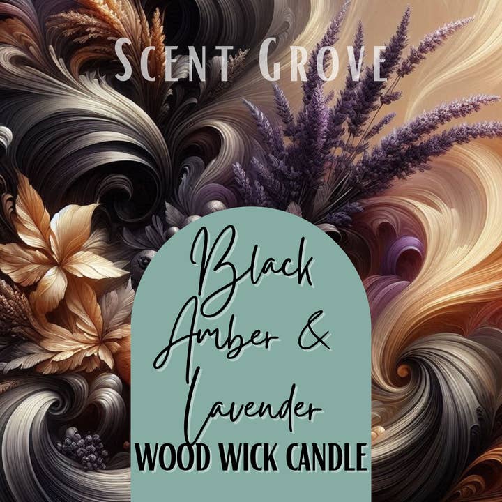 Black Amber & Lavender scented Wood Wick Soy Candle for wholesale by Scent Grove