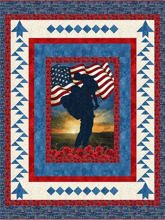Welcome Home Queen quiltpatroon (Northcott Patriotic Panel) voor wholesale door PhoebeMoon Designs