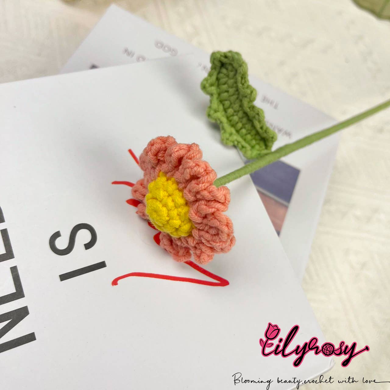 Lilyrosy（Duty free) - Wholesale Artificial Flowers - Crochet Daisy Flower, Handmade Gifts for her, Home decor4