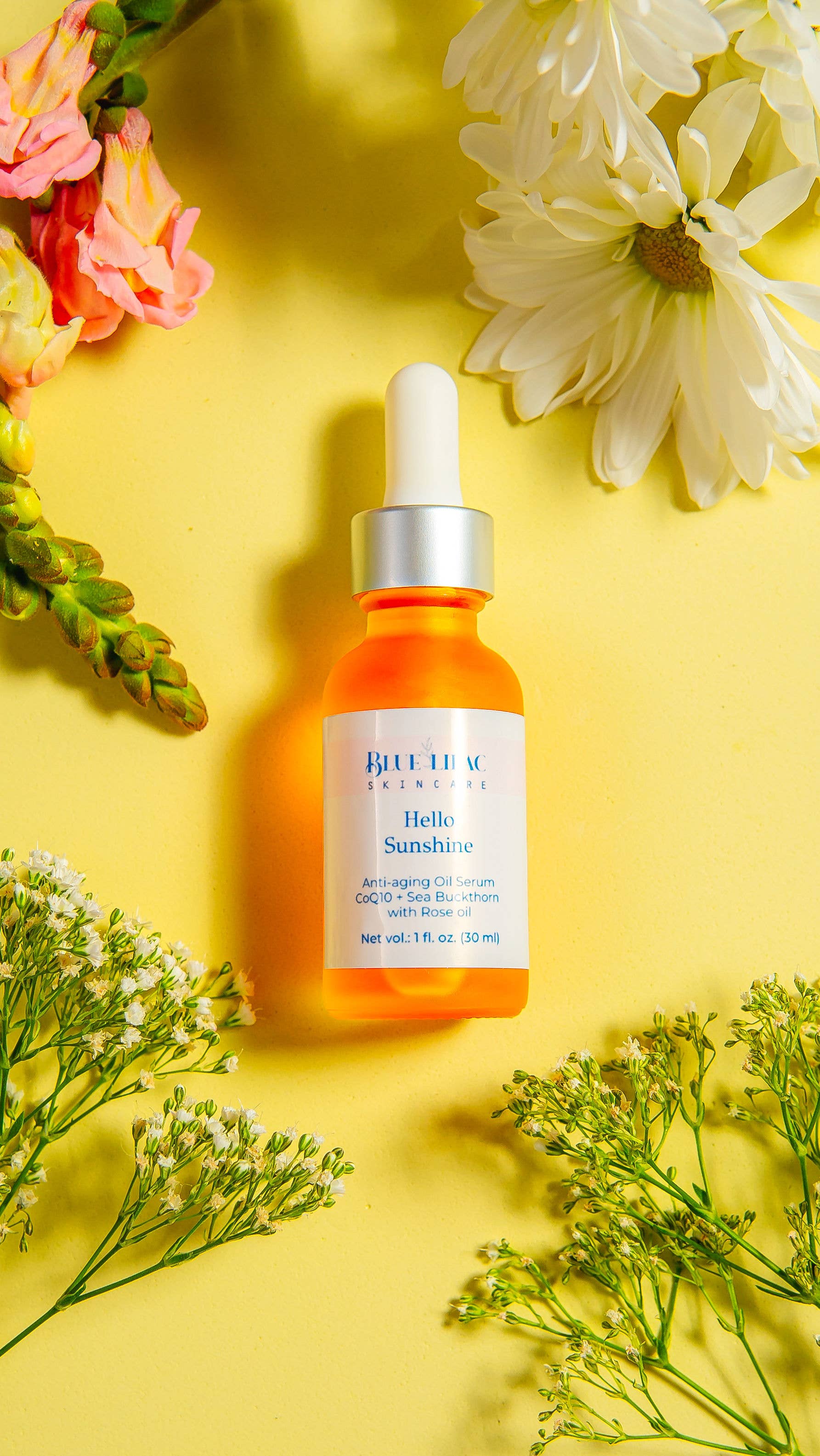 Blue Lilac Skincare - Wholesale Facial Oil - HELLO SUNSHINE, ANTI-AGING OIL SERUM 1 FL. OZ. (30ML)1