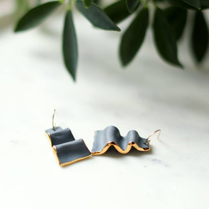 Remnant Studios - Wholesale Dangle Earrings - grey ribbon earrings3