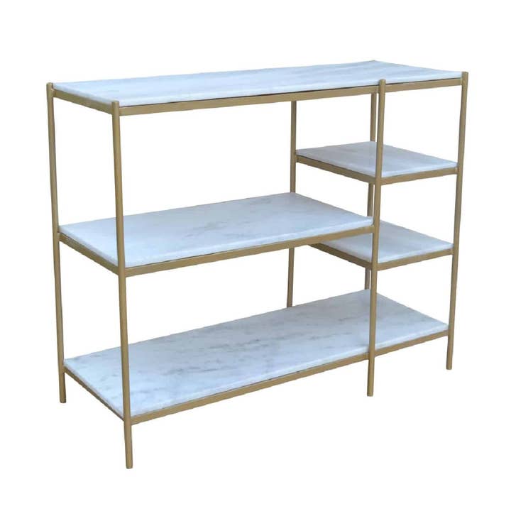 Naples Metal Marble 5 Tier Console Table - Gold Iron / White for wholesale by Pinkcity