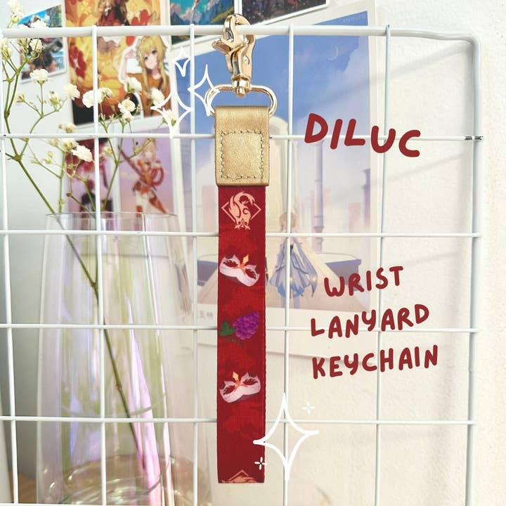 Diluc Wrist Lanyard Keychain Leather - Genshin Impact Series for wholesale by Studio Ayu