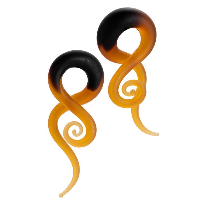 Orange & Black Glass Spiral Plug / Gauge (Pair) for wholesale by Custom Plugs