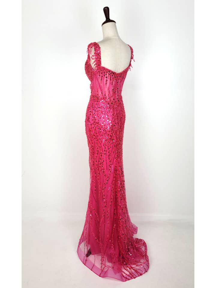 Chicas - Wholesale Gown - Women's - Off the Shoulder Sequin and Bead Long Dress C33169