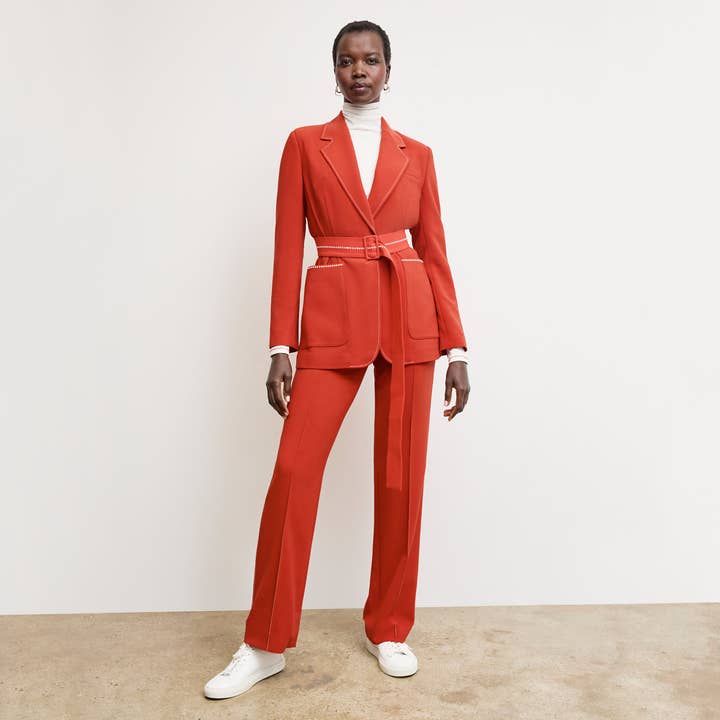 Blazer Athena Jetset - Crêpe Quotidien avec Surpiqûre :: Gingembre pour la vente par M.M.LaFleur