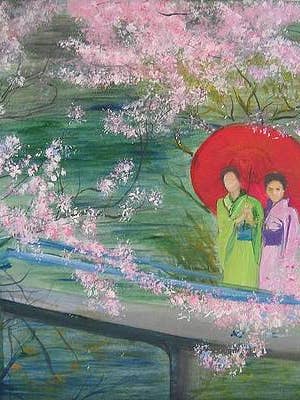 Geishas and Cherry Blossom for wholesale by Lizzy Forrester Fine Art